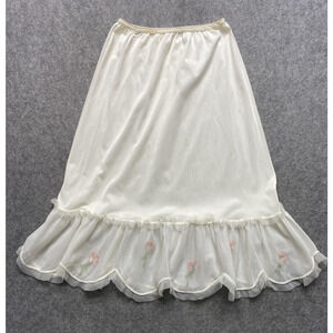Vintage Aristocraft Half Slip Womens Small White Floral Ruffle Lingerie USA